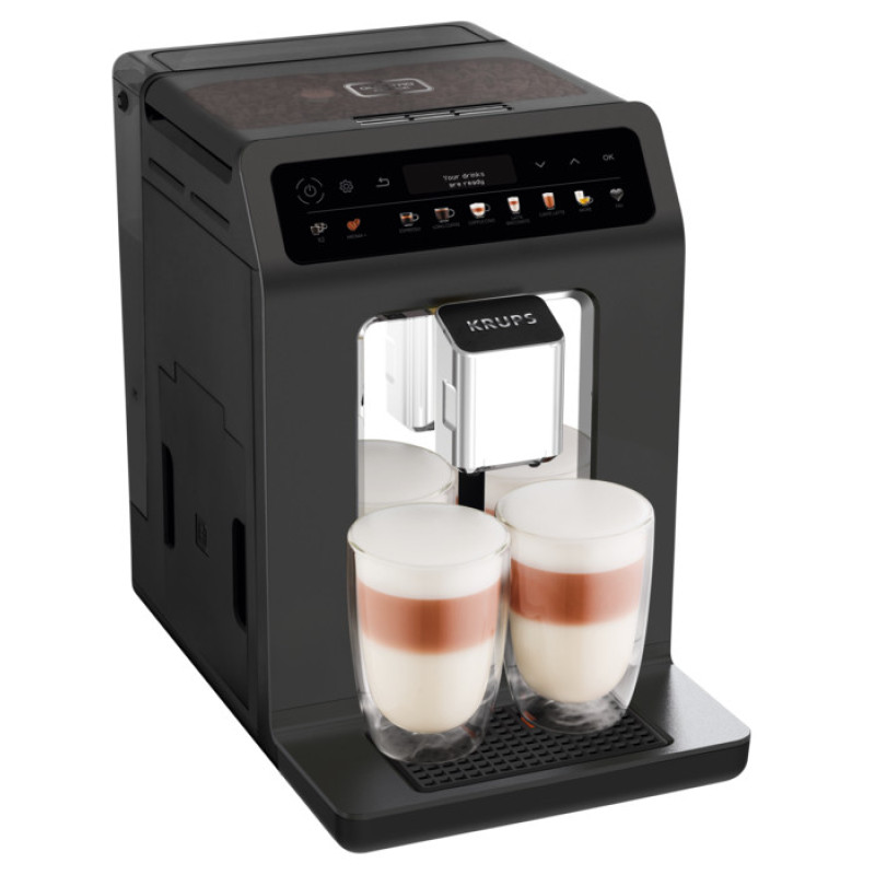 Krups Coffee machine Evidence One, 2.3L, auto capuchino maker, ОLED диспл, auto recipe-17, my recipe, graphite (EA895N10)