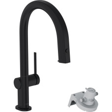 Hansgrohe Змішувач для кухні Hansgrohe Aqittura M91, довж.виливу - 240мм, витяжний, 1важіль, FilterSystem 210, чорний матовий (76803670)