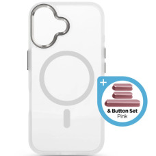 Чехол для мобильного телефона Armorstandart Unit MagCase Apple iPhone 17 Clear Silver + Pink Button Set (ARM90580)