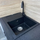 Adamant Kitchen set Minimal, artificial stone, rectang., with drainboard, 615х495х200mm, bowl - 1, over-mounted, black + mixer (1824296912303)