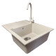 Adamant Kitchen sink Minimal, artificial stone, rectang., with drainboard, 615х495х200mm, bowl - 1, over-mounted, Avena (000008523)