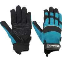 Makita Рукавички робочі Makita, поліестер, фіксація зап'ястя, р.8/М, чорно-блакитні (988000708)