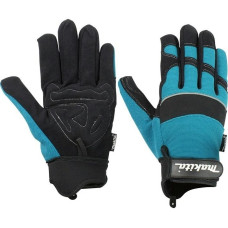 Makita Рукавички робочі Makita, поліестер, фіксація зап'ястя, р.8/М, чорно-блакитні (988000708)