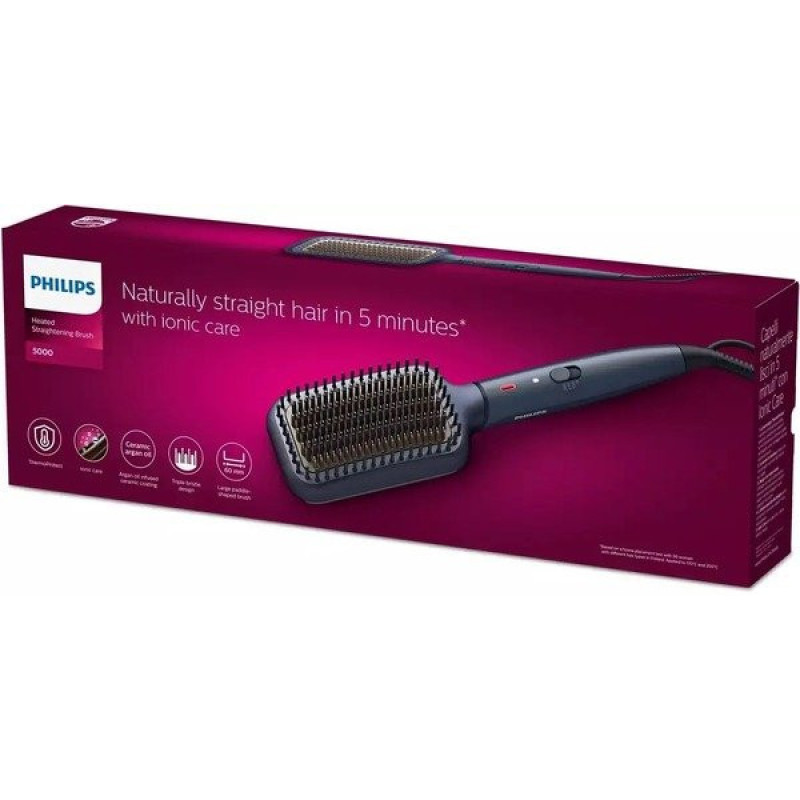 Philips Щетка-выпрямитель Series 5000, темп.режимов-3, 150-200С, керамика, синий (BHH885/00)