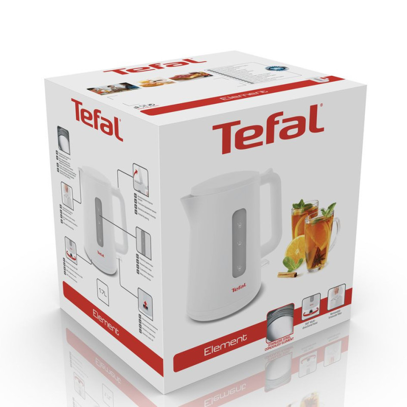 Tefal electric kettle Element, 1.7L, plastic, white (KO200130)