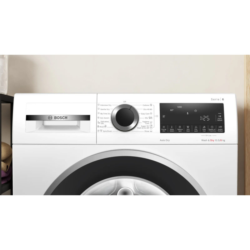 Bosch Стирально-сушильная машина фронтальная, 10.5(6)кг, 1400, A, 60см, дисплей, инвертор, белый (WNA25401ME)