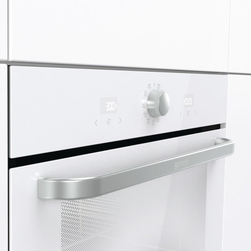 Gorenje Духовой шкаф электрический, 77л, A, пар, дисплей, макс.темпер.-300, белый (BOS67371SYW)
