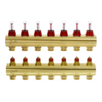 Danfoss Колектор FHF 7+7 з ротаметрами, латунний (088U0527)