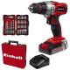 Einhell Шуруповерт-дрель TE-CD 18/2 Li +39, 1x2,5 Ah, PXC, 18В, 2.5 Ач, 44 Нм, набор бит и сверел, кейс, 1.1 кг (4514219)