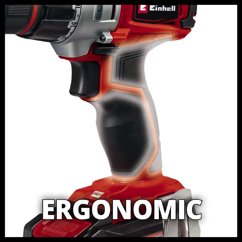 Einhell Шуруповерт-дрель TE-CD 18/2 Li +39, 1x2,5 Ah, PXC, 18В, 2.5 Ач, 44 Нм, набор бит и сверел, кейс, 1.1 кг (4514219)