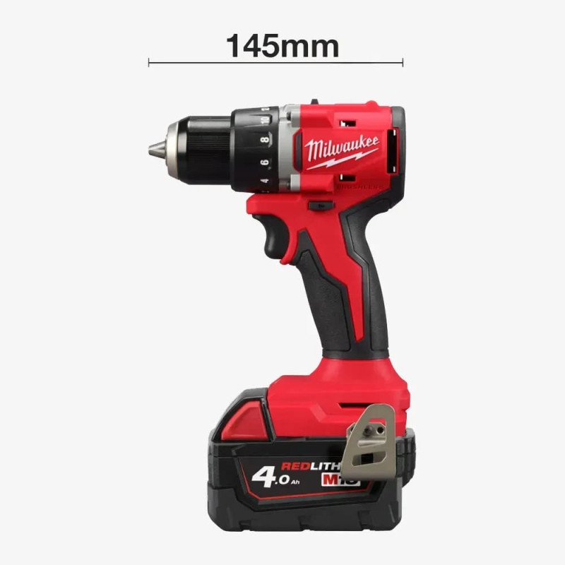 Milwaukee Шурупокрут-дриль акумуляторний M18 BLDDRC-402C 18В 2х4А·год 60Нм 550·1700об·хв ЗП M12-18C кейс 1.5кг (4933492834)