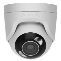 Ajax IP Wired Camera TurretCam HL white, 5MP, 4mm, hybrid illumination IR 35m, white LED 50m, PoE, True WDR, IP65, IR 35m, audio, viewing angle 75°–85°, turret, white (000059516)