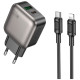 Зарядное устройство BOROFONE BAS54A Absolute 1xUSB-C PD20W + 1xUSB QC3.0 + cable USB-C to Lightning Black (6941991116216)