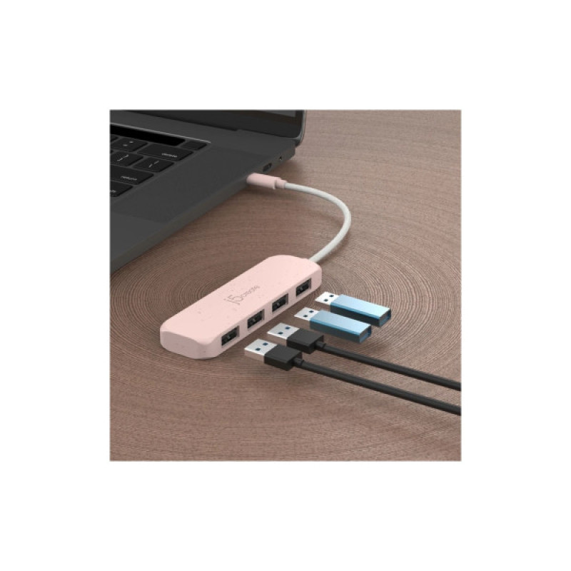 Концентратор J5create USB-C to 4xUSB-A 3.2 10Gbps rose (JCH341ER-N)