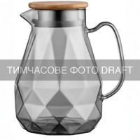 ARDESTO Глечик з кришкою Ardesto Graphite 1500мл, боросилікатне скло, бамбук, нержавіюча сталь, сірий (AR2615SGB)