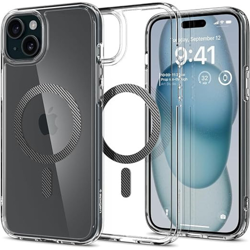 Spigen Чехол для Apple iPhone 15 Ultra Hybrid MagFit, Carbon Fiber (ACS06805)
