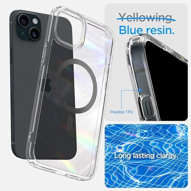 Spigen Чехол для Apple iPhone 15 Ultra Hybrid MagFit, Carbon Fiber (ACS06805)