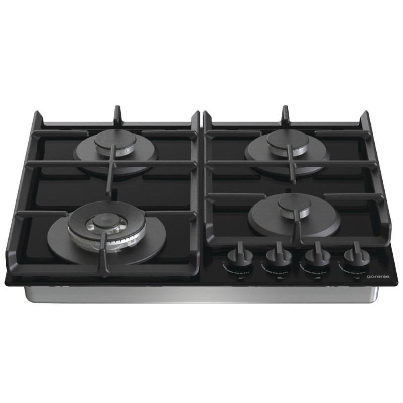 Gorenje Варильна поверхня газова на склі, 60см, чавун, чорний (GTW641EB)