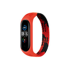 Ремешок для фитнес браслета BeCover Elastic Nylon Style для Xiaomi Mi Smart Band 5/6 (Size L) Black-Red (706157)
