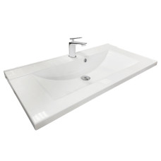 Adamant Sink, washbasin QUANTO, artificial stone, rectang., with a hole for the mixer, with an overflow hole, 900х447х140mm, imposed, white (4824296107101)