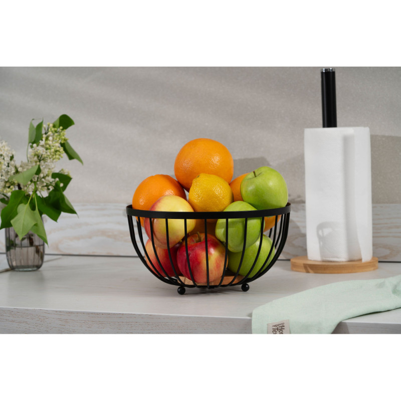ARDESTO Basket Midori 25х25х13cm, metal, wood, black (AR0904B)