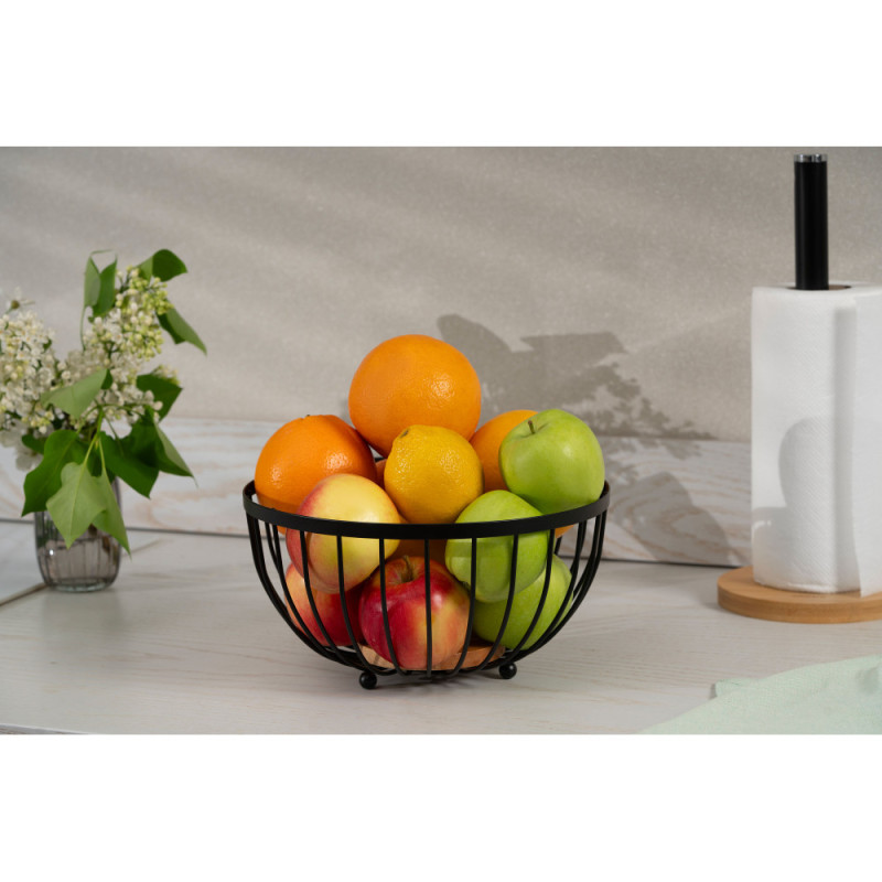 ARDESTO Basket Midori 25х25х13cm, metal, wood, black (AR0904B)