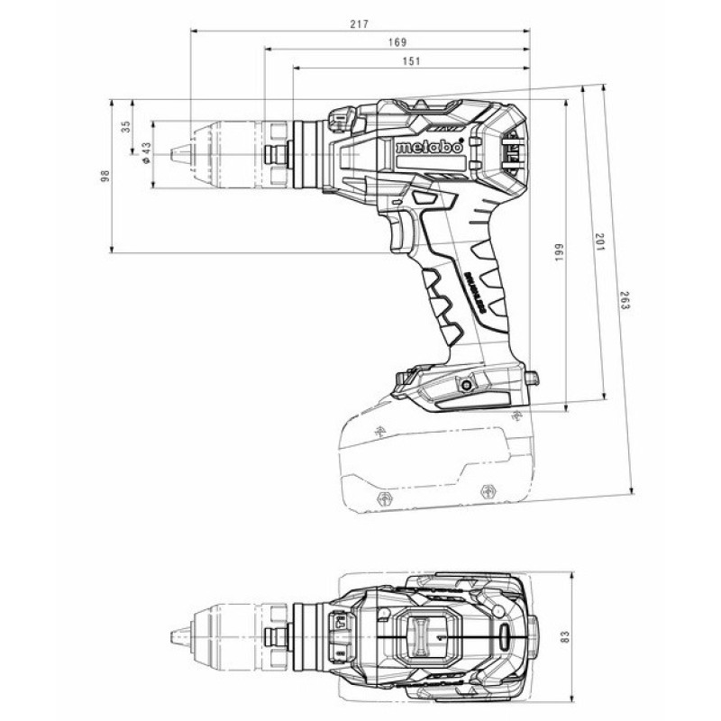 Metabo Дриль ударний SB 18 LTX BL Q I, акумуляторний, Li-Power, 18В, 1.8кг (602361850)
