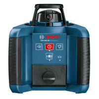 Bosch Нивелир лазерный ротационный Professional GRL 250 HV, 30м/з приймачем 125м, ±0.1мм/м, 150/300/600 об/мин, IP54, 1.8кг, кейс, пульт RC1, очки, мишень (0.601.061.600)