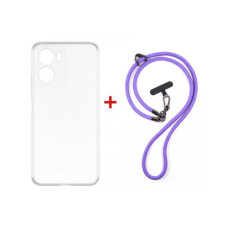 Чехол для мобильного телефона Dengos Case + Cross-body Strap Motorola G06/G06 Power Clear+Purple (DG-KM-CCRB-30)