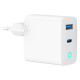 Зарядное устройство Gembird 1xUSB-C PD30W + 1xUSB QC3.0 LED white (TA-UC-PDQC30L-W-01)