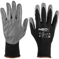 Neo Tools Рукавички робочі Neo Tools поліестер з нітриловим покриттям, р.9, сіро-чорний (97-647K-9)