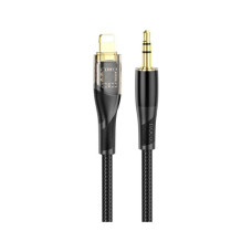 Кабель мультимедийный Lightning to 3.5mm M 1.0m black Black HOCO (6931474791153)