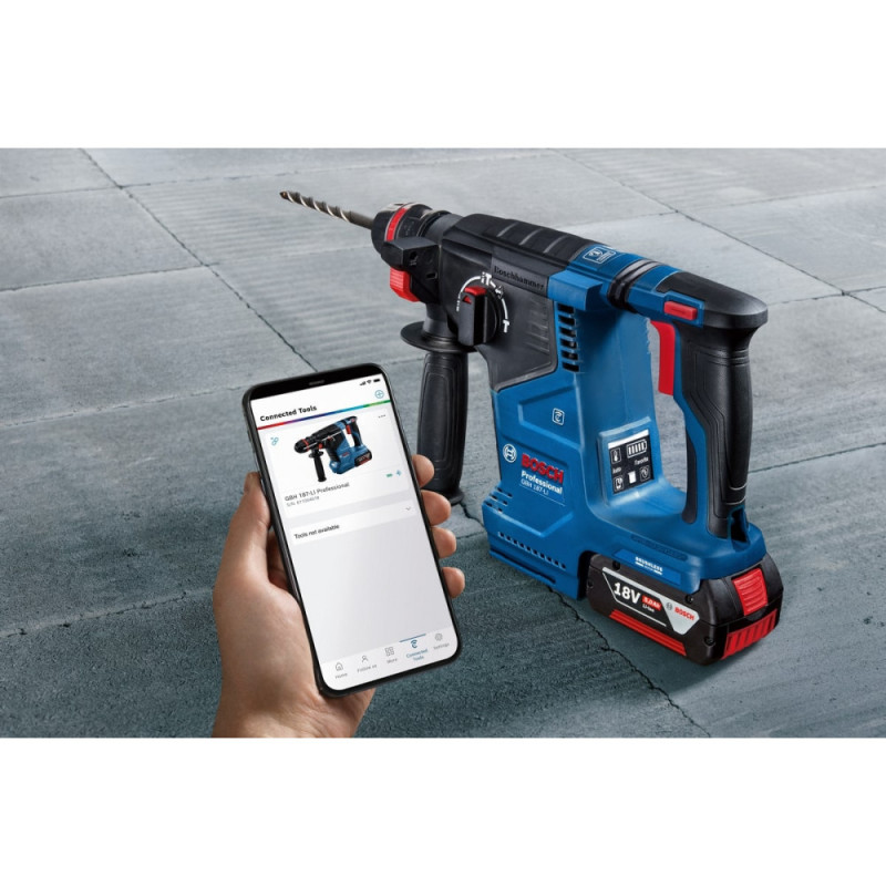 Bosch Cordless Rotary Hammer GBH 187-LI One Chuck, 2*18 V 5 Ah, 2.4 J, 980 rpm, 2.9 kg (0.611.923.121)