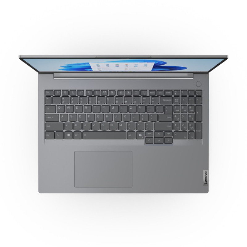 Ноутбук Lenovo ThinkBook 16 G7 IML (21MS004VRA); 16" WUXGA (1920x1200) IPS LED матовый , Intel Core Ultra 5 125U (3.6 - 4.3 ГГц) , RAM 8 ГБ (Max 64 ГБ) , SSD 256 ГБ , Intel Graphics , без ОП , LAN , Wi-Fi , BT , веб-камера , DOS , MIL-STD-810H , TPM , металл,пластик , 1.7 кг , серый , подсветка клавиатуры , сканер отпечатков пальцев