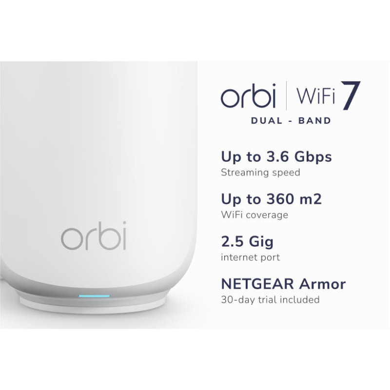 NETGEAR Система WiFi-Mesh Orbi RBE373 BE5000, 3мод, білий (RBE373-100EUS)