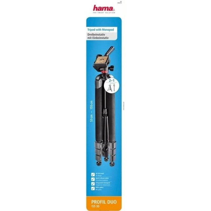 HAMA Штатив для фотокамер Profil Duo 3D (00004481)
