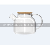 ARDESTO Teapot Gemini 600ml, borosilicate glass, bamboo, transparent (AR3006GBM)