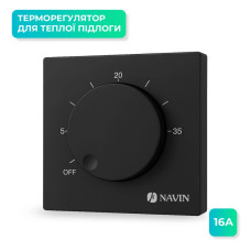 Navin EH84BM-16A thermostat 5...35 °C for underfloor heating mechanical surface wired sensor 16A 230V black (24-660171-0240)