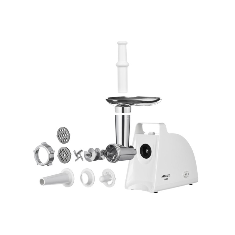 ARDESTO Meat grinder, 1700W, prod.-1.6kg/min, 2 cutting plates+for sausag.plates, plastik, white (MGL-1730R)