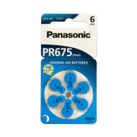 Panasonic Батарейка воздушно-цинковая PR675H(675A, AC675E/EZ, ZA675, DA675), блистер, 6 шт (PR-675H/6LB)