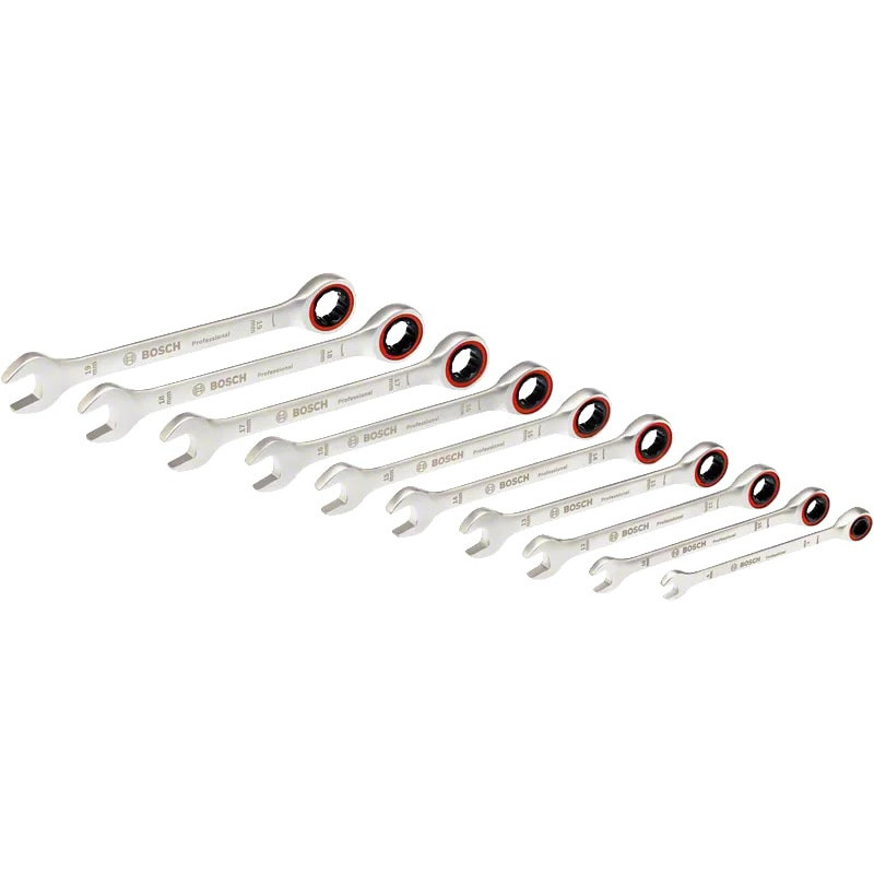 Bosch combination wrenches, set of 10, 8-19mm (1.600.A02.AU0)