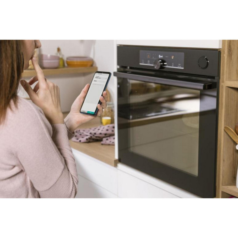 Gorenje Духова шафа електрична, 77л, A+, TouchFree, пара, дисплей, Wi-Fi керування, піроліз, готув. на різн рівнях, нерж (BPSA6747A08XWI)