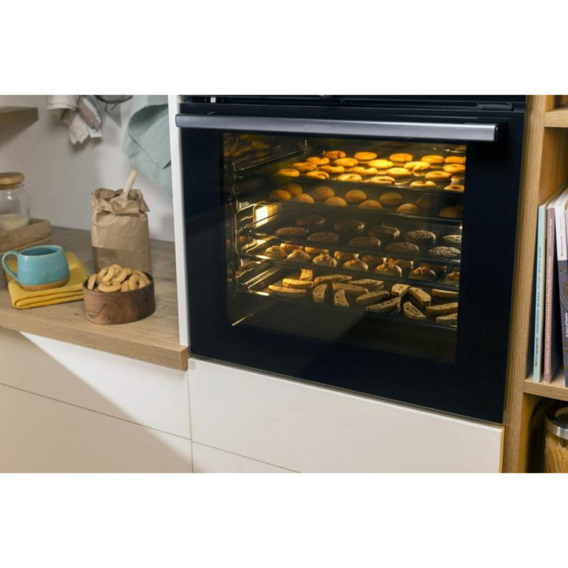 Gorenje Духова шафа електрична, 77л, A+, TouchFree, пара, дисплей, Wi-Fi керування, піроліз, готув. на різн рівнях, нерж (BPSA6747A08XWI)