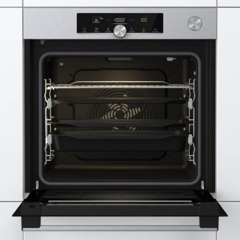Gorenje Духова шафа електрична, 77л, A+, TouchFree, пара, дисплей, Wi-Fi керування, піроліз, готув. на різн рівнях, нерж (BPSA6747A08XWI)