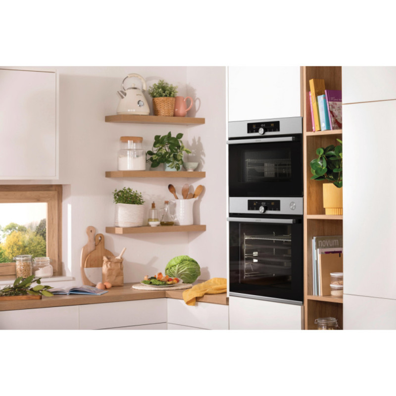 Gorenje Духова шафа електрична, 77л, A+, TouchFree, пара, дисплей, Wi-Fi керування, піроліз, готув. на різн рівнях, нерж (BPSA6747A08XWI)