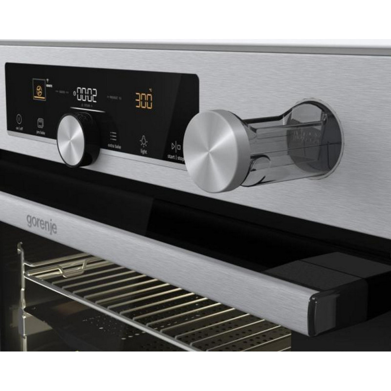 Gorenje Духова шафа електрична, 77л, A+, TouchFree, пара, дисплей, Wi-Fi керування, піроліз, готув. на різн рівнях, нерж (BPSA6747A08XWI)