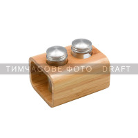 ARDESTO Набір для солі та перцю Midori, 3 предмети, 80мл, 13.5х11х11см, бамбук, нержавіюча сталь, скло, пластик (AR0933)