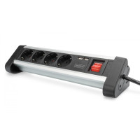 Digitus Блок розеток Office, 4xSchuko 16A, 2xUSB 2A, вимикач, 1.5м, вилка Schuko (DA-70614)