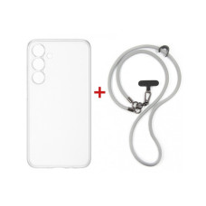 Чохол до мобільного телефона Dengos Case + Cross-body Strap Samsung Galaxy S25 FE Clear+Grey (DG-KM-CCRB-26)