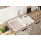 Deante Kitchen Sink granite, rectang., with drainboard, 780х500х230mm, bowl - 1, over-mounted, alebaster + kitchen board (ZKM_A113)